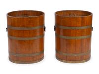 A Pair of Chinese Brass Bound Rice Barrels — 19TH CENTURY