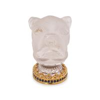 A Continental Gold, Diamond and Sapphire Mounted Carved Rock Crystal Hand-Seal