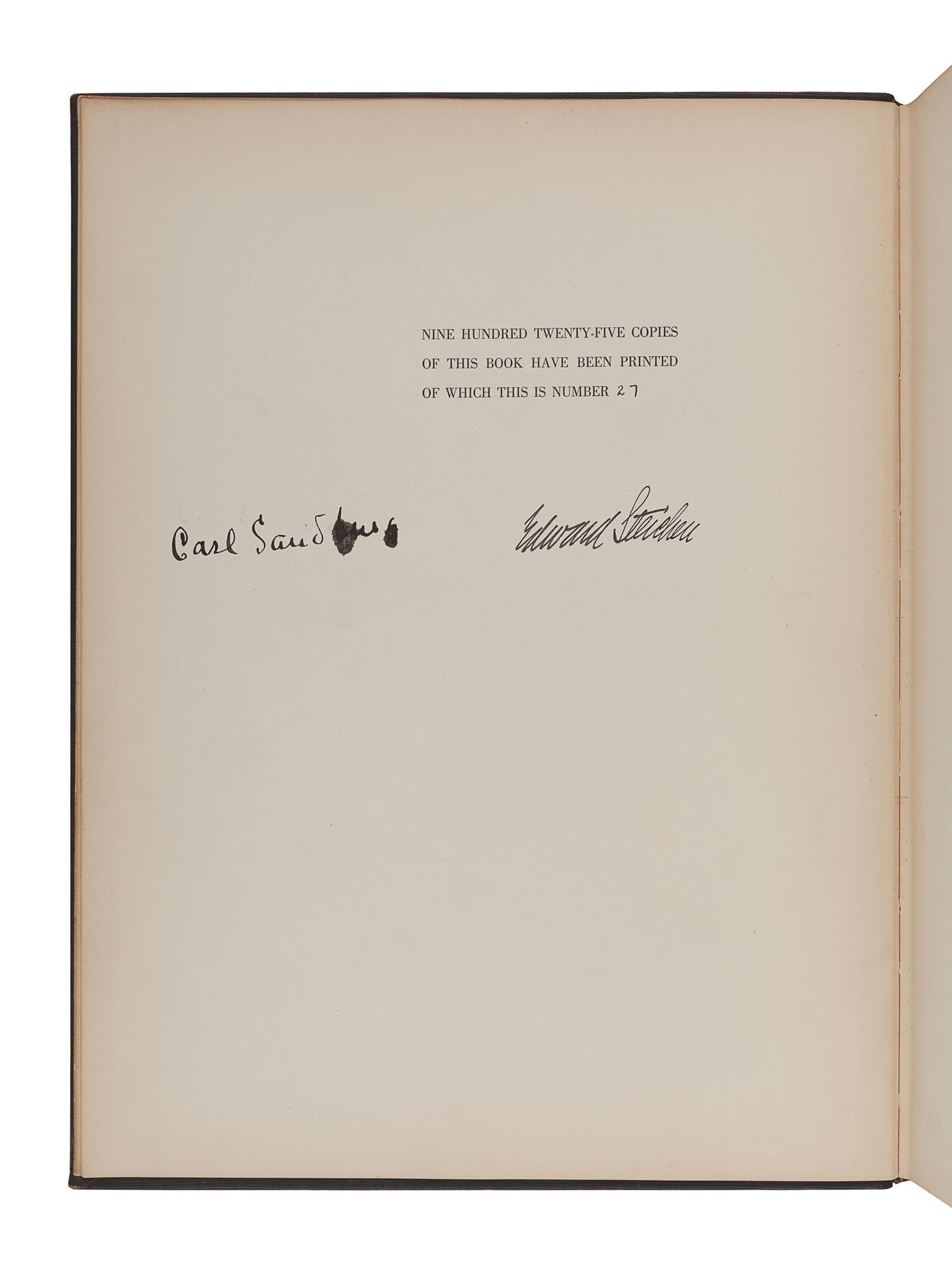 STEICHEN, Edward (1879-1973). -- SANDBURG, Carl (1878-1967). Steichen The Photographer. New York: Harcourt, Brace and Company, 1929.