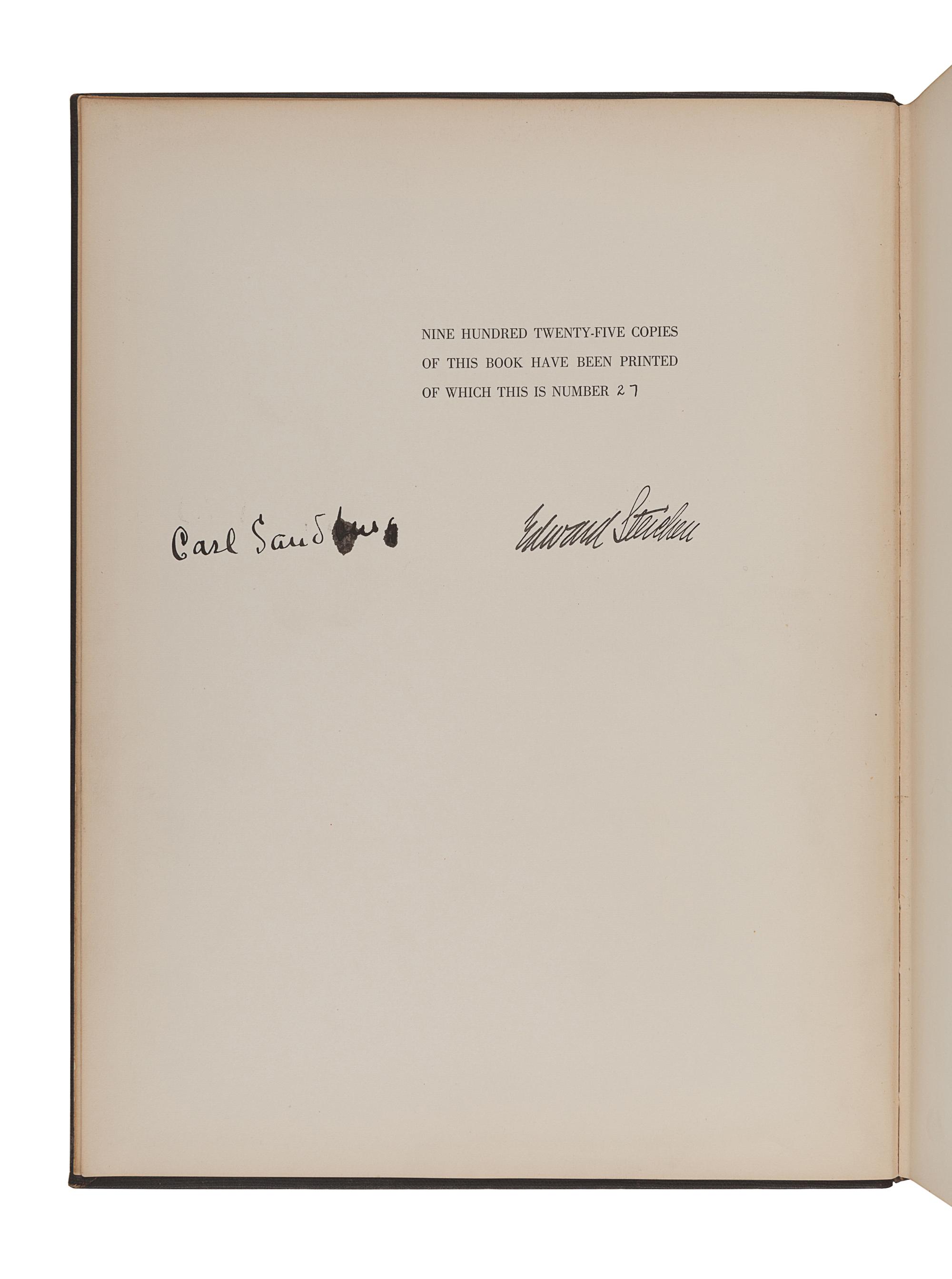 STEICHEN, Edward (1879-1973). -- SANDBURG, Carl (1878-1967). Steichen The Photographer. New York: Harcourt, Brace and Company, 1929.