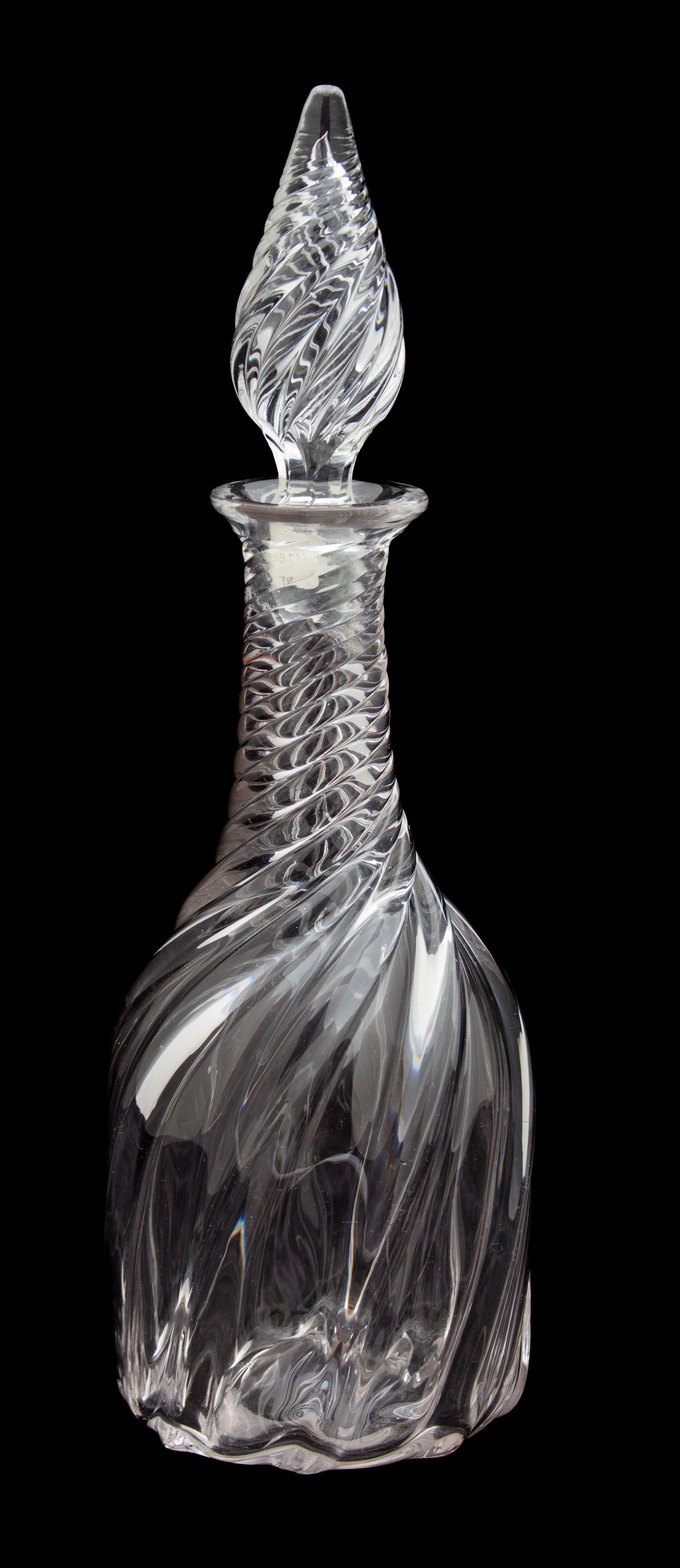 An English Swirled Glass Decanter Height 12 inches. — 19TH CENTURY