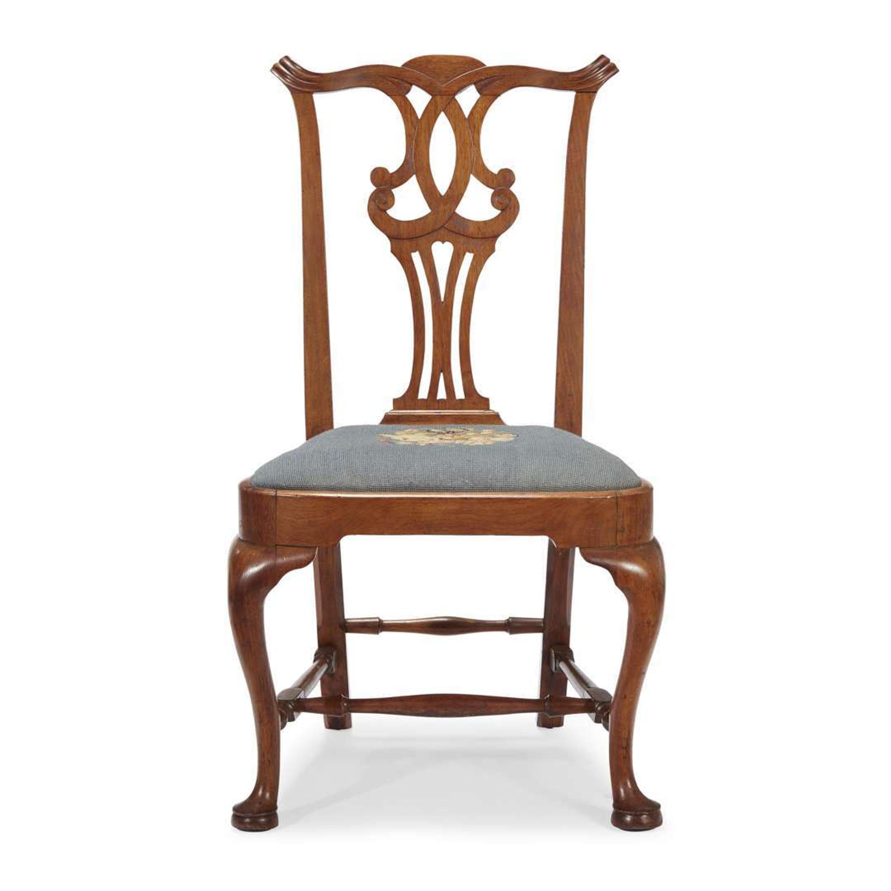 Queen Anne walnut compass-seat side chair New England, mid-18th century