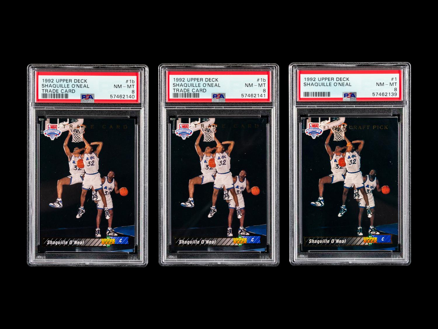 A Group of Three PSA Graded 1992 Upper Deck Shaquille O'Neal Rookie Basketball Cards,