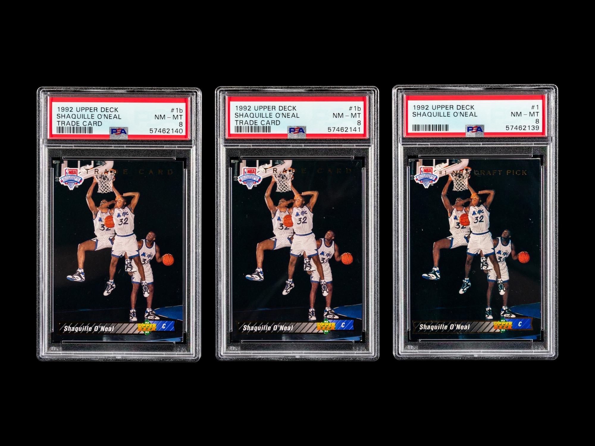A Group of Three PSA Graded 1992 Upper Deck Shaquille O'Neal Rookie Basketball Cards,