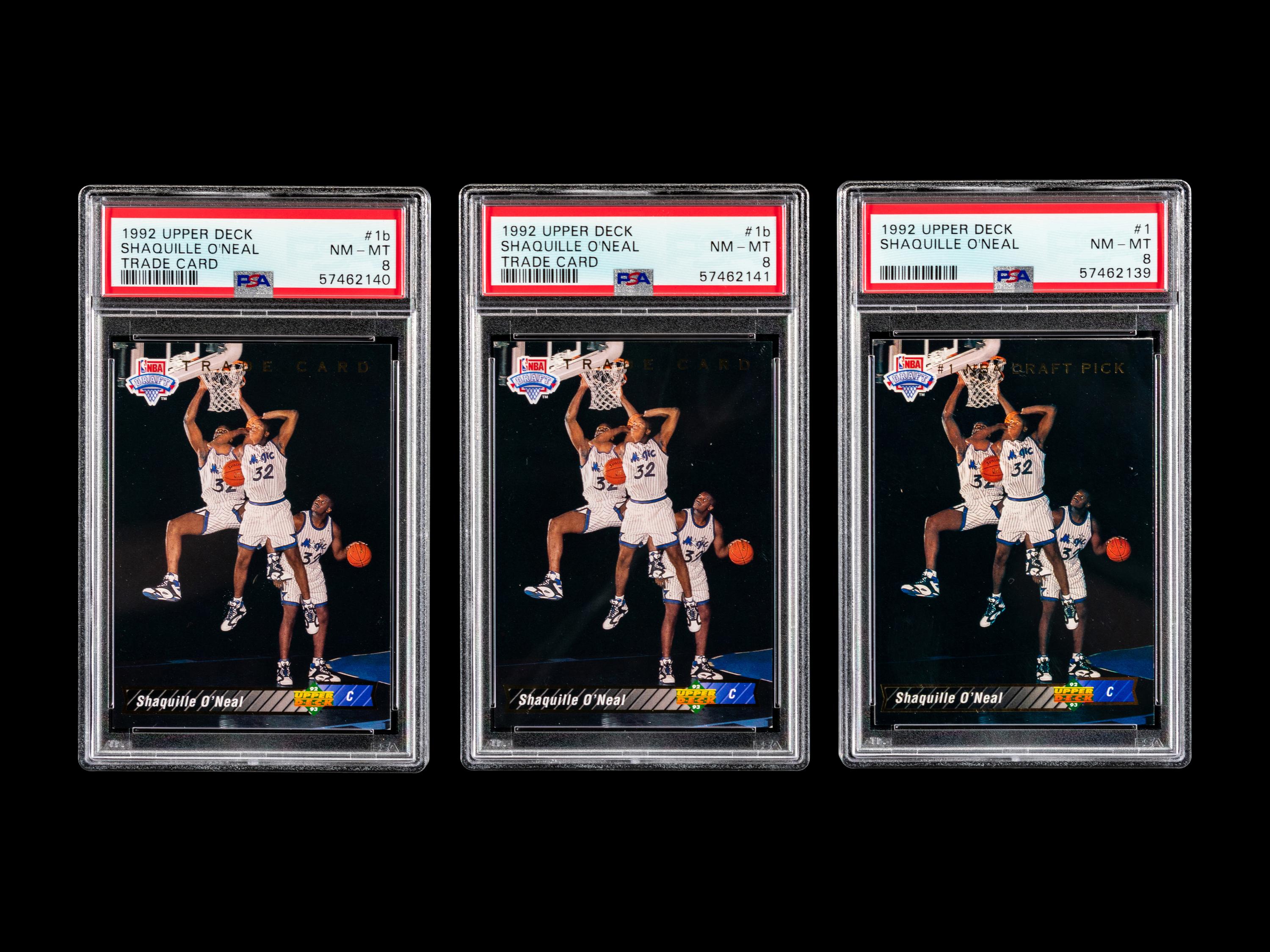 A Group of Three PSA Graded 1992 Upper Deck Shaquille O'Neal Rookie Basketball Cards,
