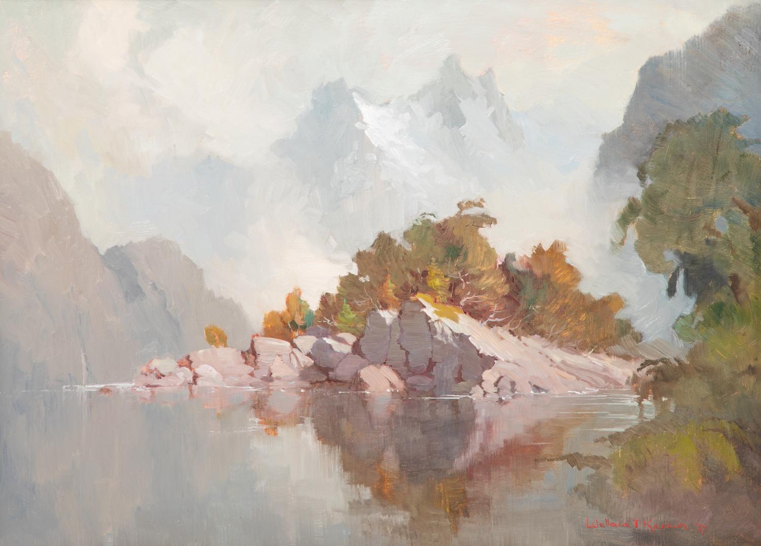Wallace T. Keown, (New Zealand, b. 1938), Two Works; A Little Island in the Middle of Lake Teawau, 1987 and Earle Mountains, Eglinton V