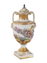 A Capodimonte Painted and Parcel-Gilt Porcelain Covered Urn