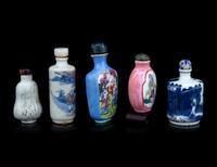 Five Chinese Porcelain Snuff Bottles