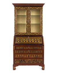 An Anglo-Indian Ivory-Inlaid Indian Rosewood Secretary Bookcase