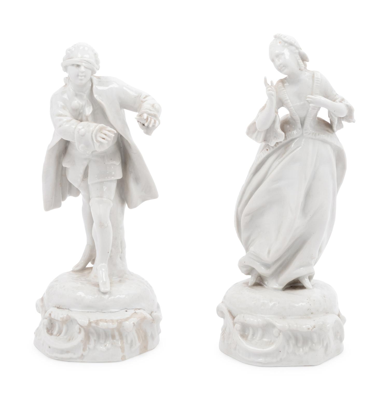 A Pair of French Blanc-de-Chine Hide and Seek Figures