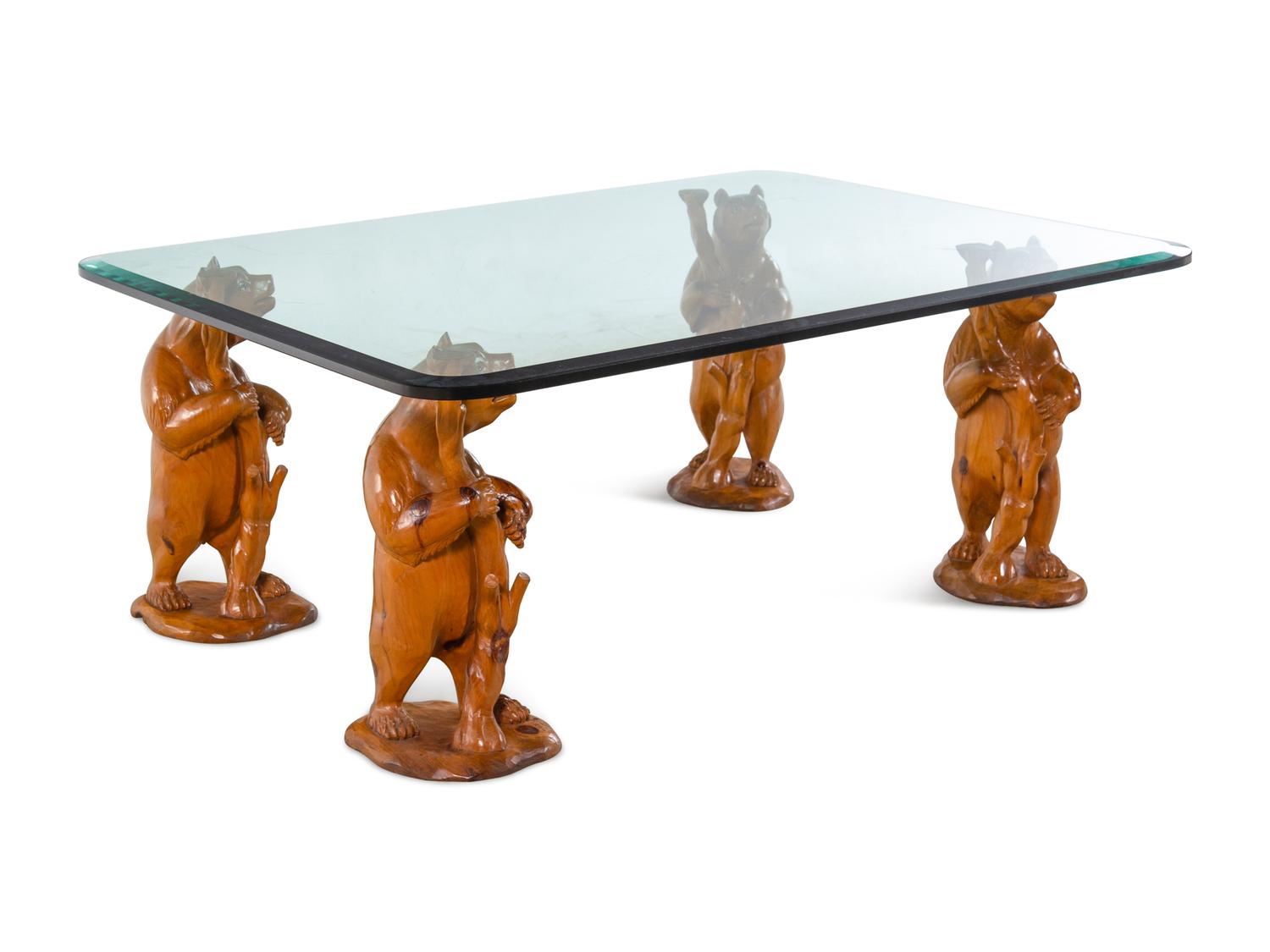 A Black Forest Style Carved Low Table