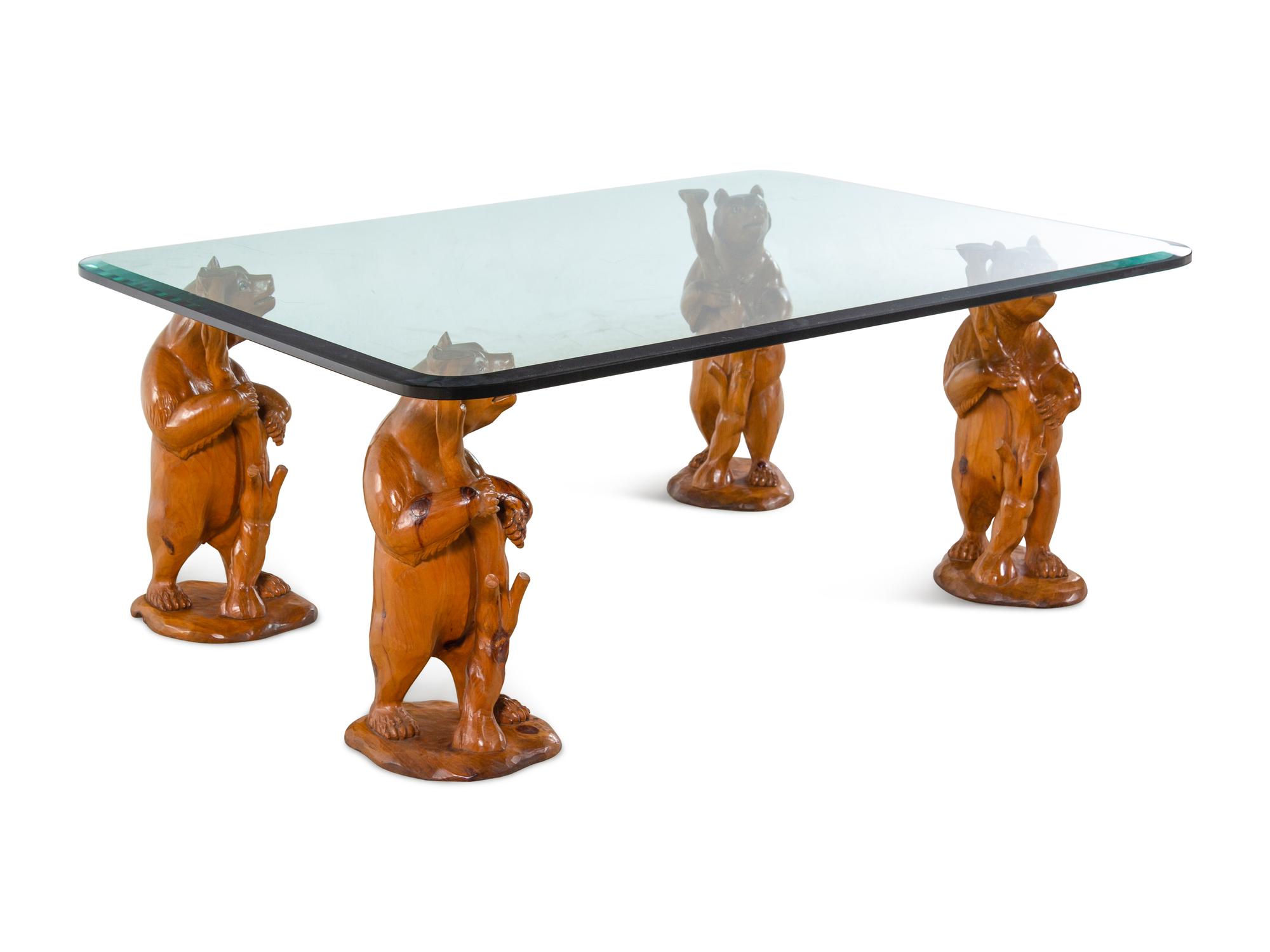 A Black Forest Style Carved Low Table