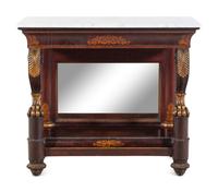 A Regency Carved and Parcel Gilt Mahogany Marble-Top Pier Table
