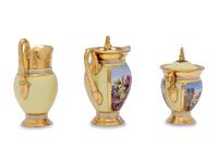 A Paris Porcelain Pale Yellow-Ground Seven-Piece Tea Service