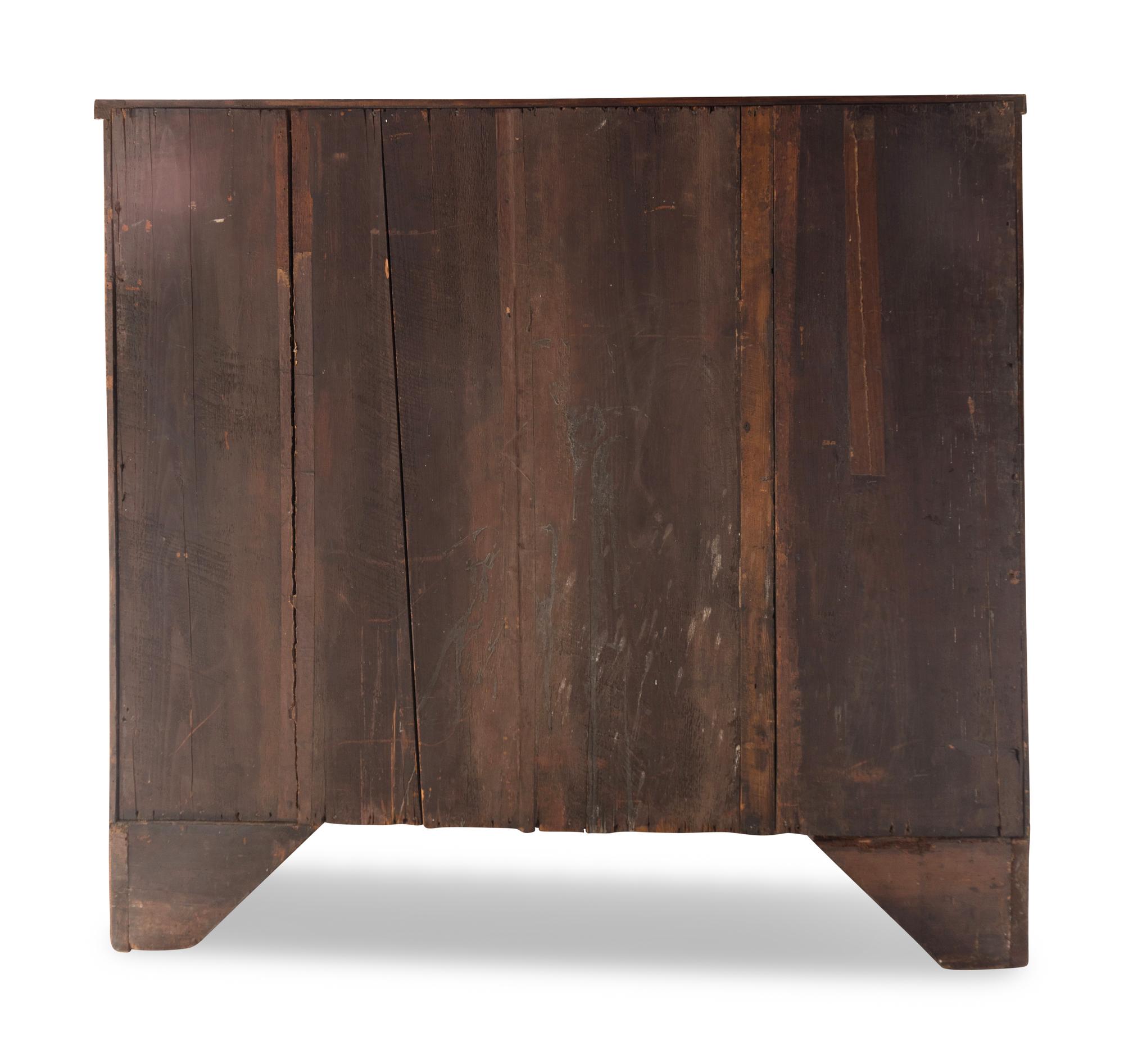 A George III Maple, Satinwood and Mahogany Bowfront Chest of Drawers