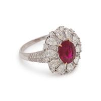 BURMESE RUBY AND DIAMOND RING