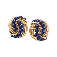 TIFFANY & CO., YELLOW GOLD AND LAPIS LAZULI EARCLIPS
