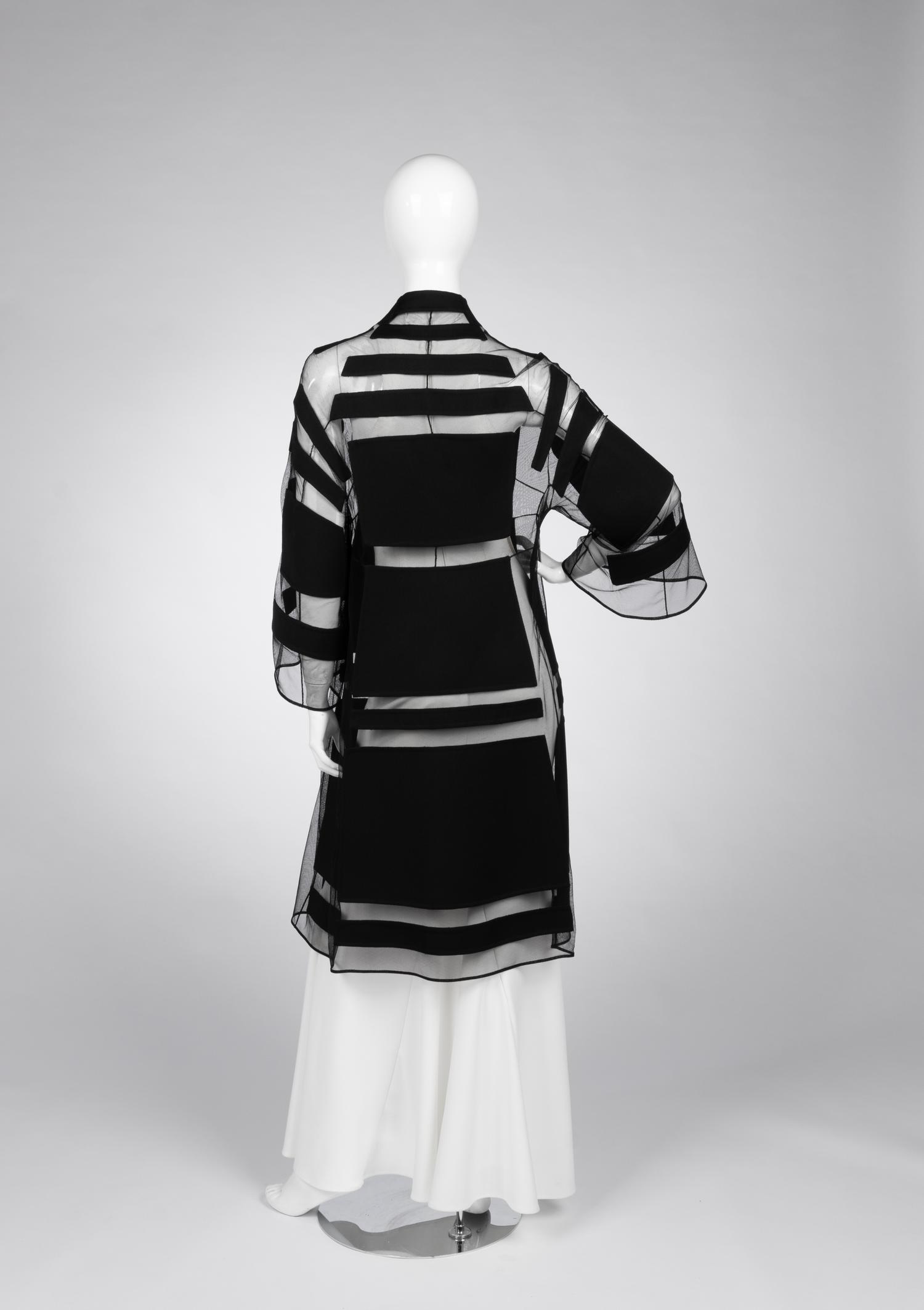 Ralph Rucci Silk Net Jacket with Wool Crepe Patches