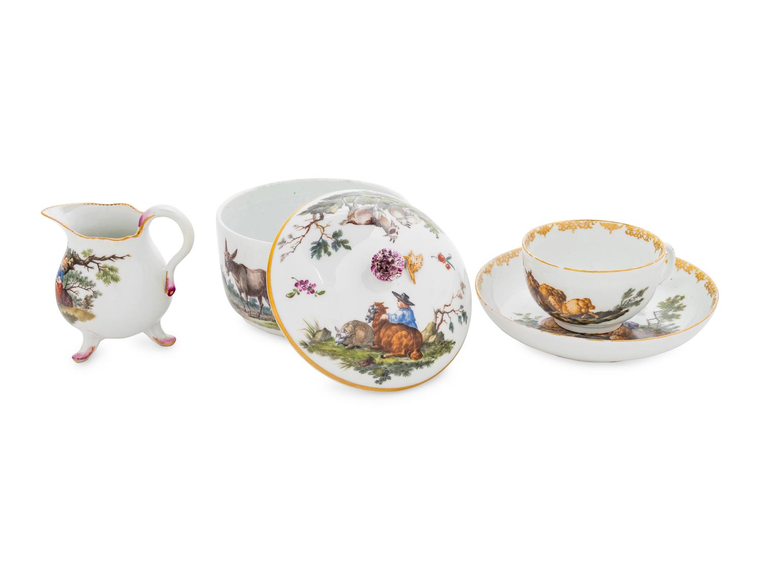 A Meissen Porcelain Four-Piece Tea Service