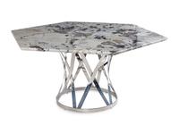A Contemporary Chrome and Marble-Top Dining Table