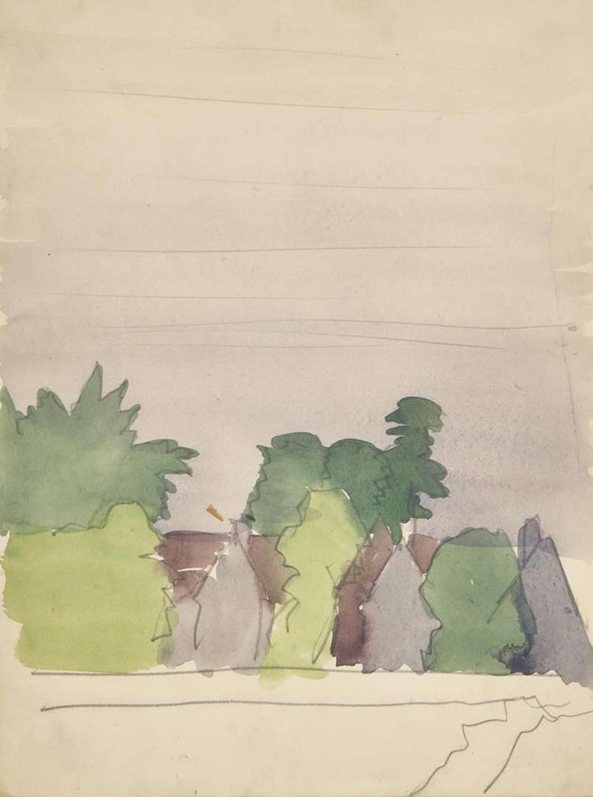 Charles Burchfield (American, 1893-1967) - Landscape with Houses