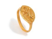 A Greek Style Gold Finger Ring with a Nymph Sowing Seeds