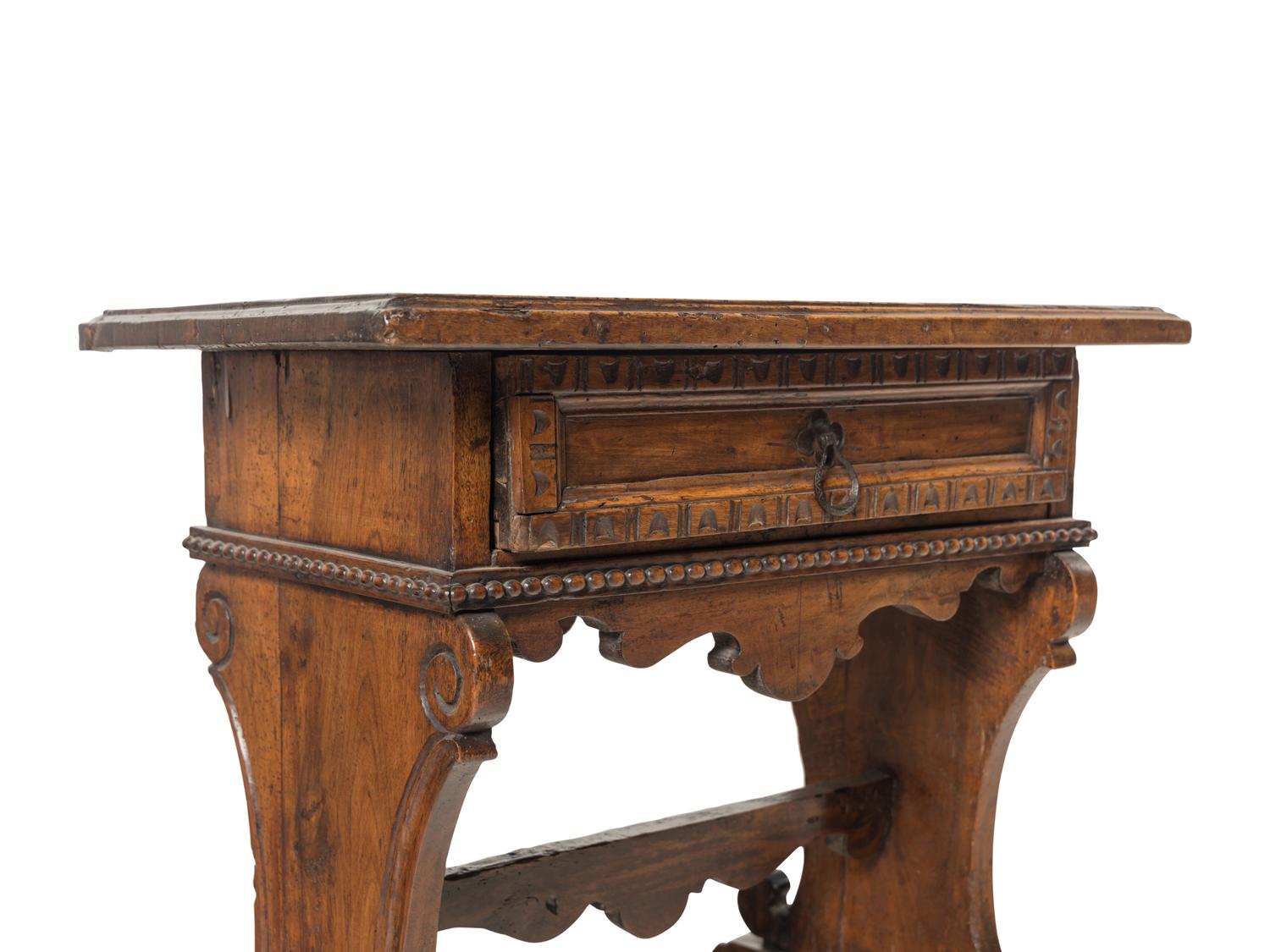 An Italian Baroque Walnut Side Table
