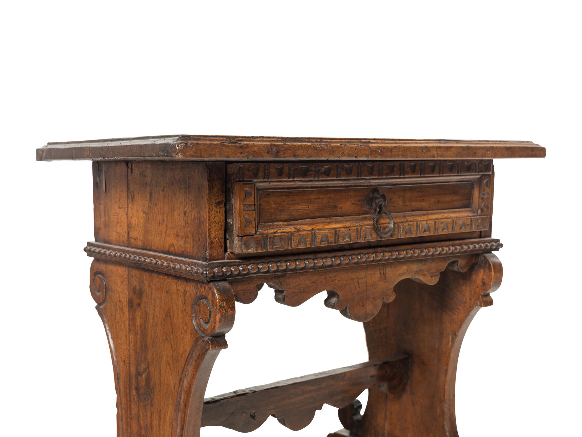 An Italian Baroque Walnut Side Table