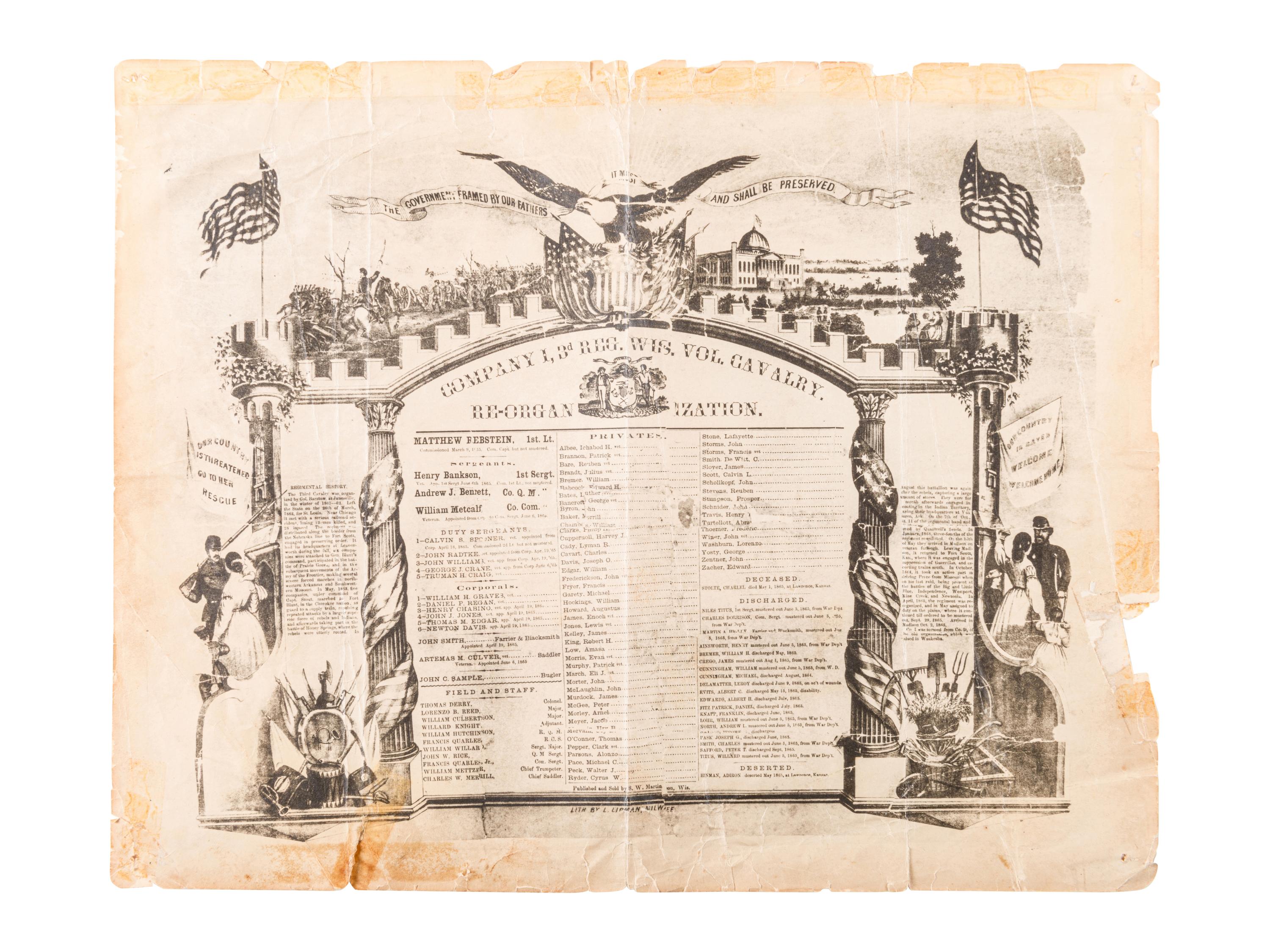 [LINCOLNIANA]. A group of 2 images, featuring CDV of Head Guard at Oak Ridge Cemetery. Jackson, Michigan: N.E. Allen, May 1865.