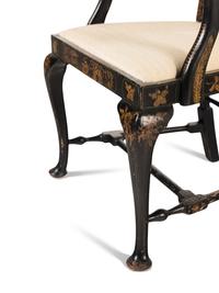 A Queen Anne Style Black Japanned Armchair