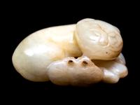 Three Chinese Celadon Jade Carvings of Animals