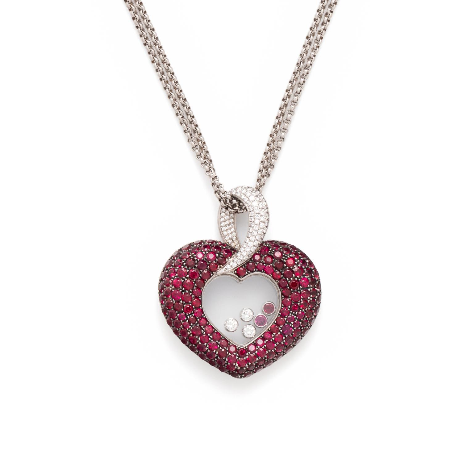 CHOPARD, RUBY AND DIAMOND 'HAPPY DIAMONDS' PENDANT/NECKLACE