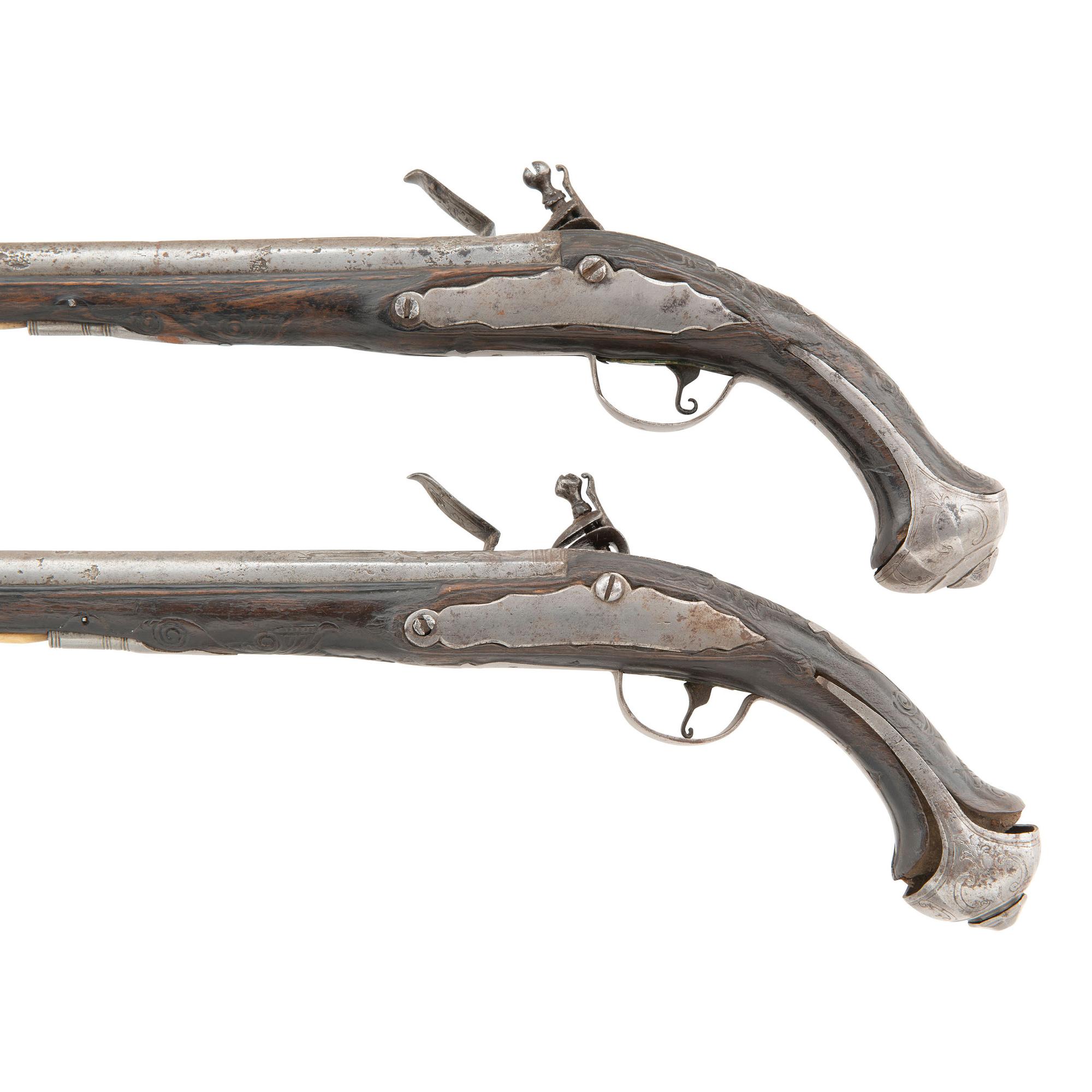 Pair of 19th Century Middle Eastern Flintlock Holster Pistols