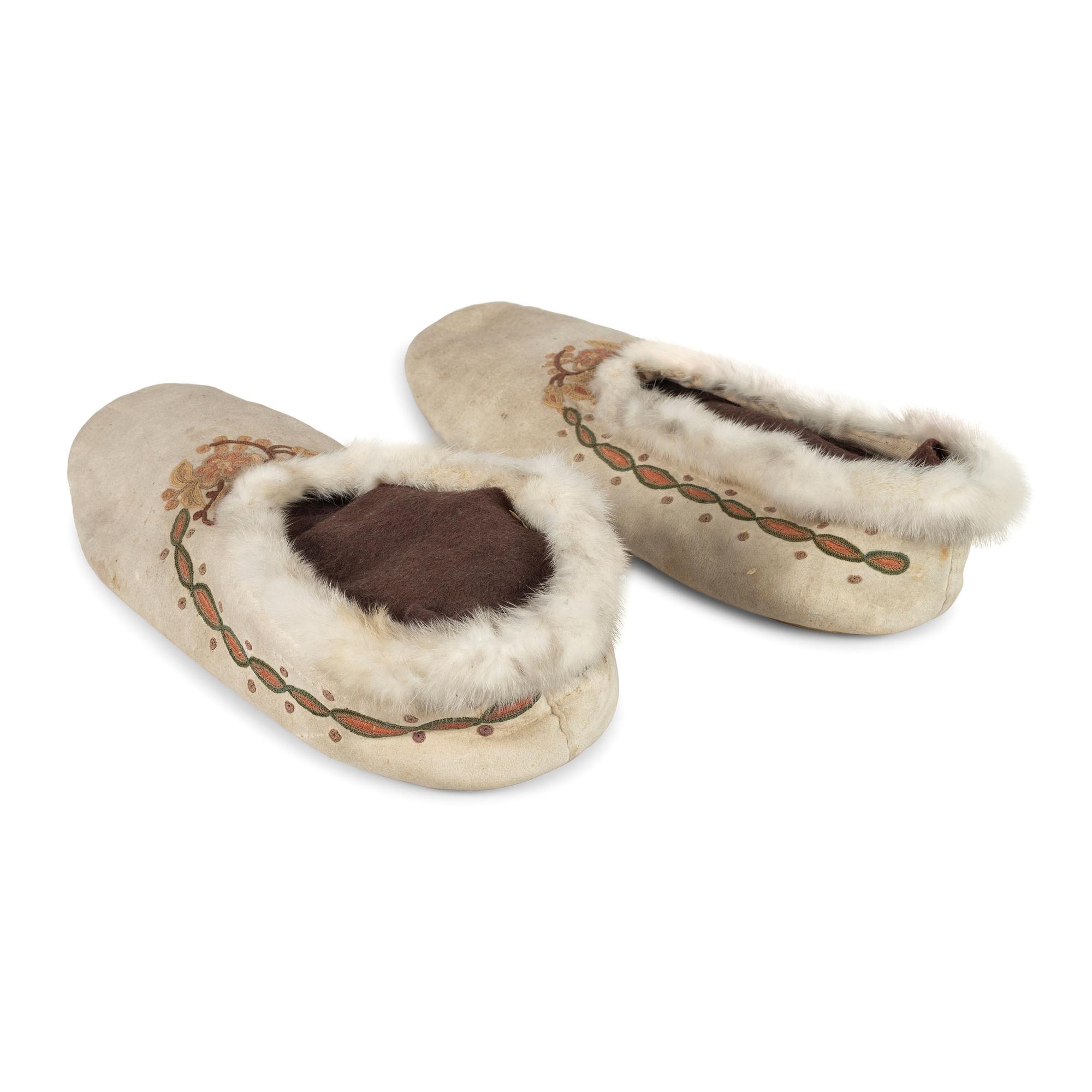 Metis Cree Embroidered Hide Moccasins