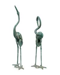 A Pair of Bronze Models of Cranes — 20TH CENTURY