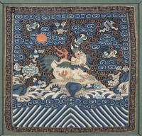 A Pair of Chinese Kesi Tapestry Xiezhi Censor's Rank Badges, Buzi, Qing Dynasty, Mid 19th Century 清中晚期 緙絲獬豸補子一對
