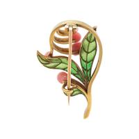ART NOUVEAU, YELLOW GOLD, CONCH PEARL AND PLIQUE-À-JOUR ENAMEL BROOCH