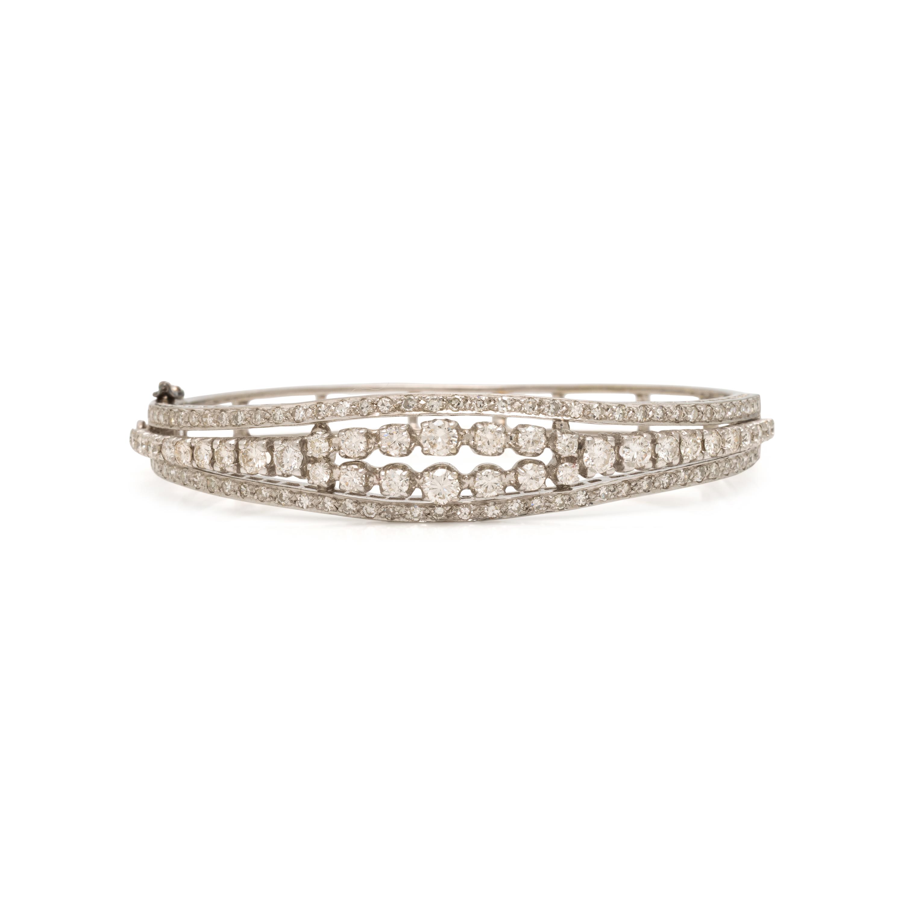 Diamond and White Gold Bangle Bracelet