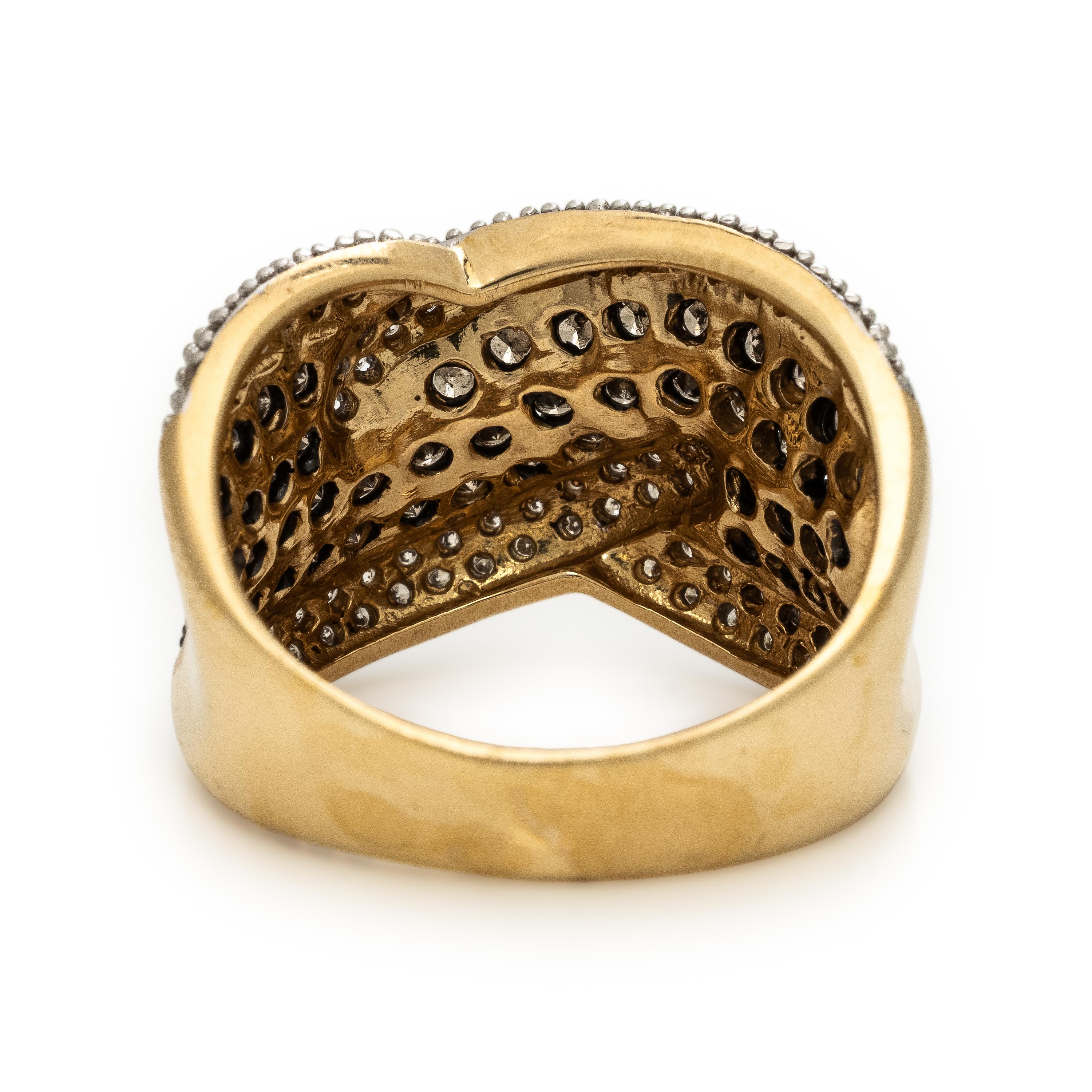 Diamond, Brown Diamond, Yellow Gold, and Blackened Gold Ring