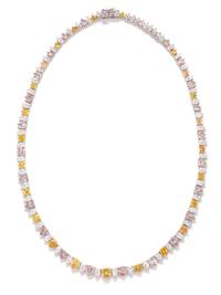 COLORED DIAMOND AND DIAMOND NECKLACE