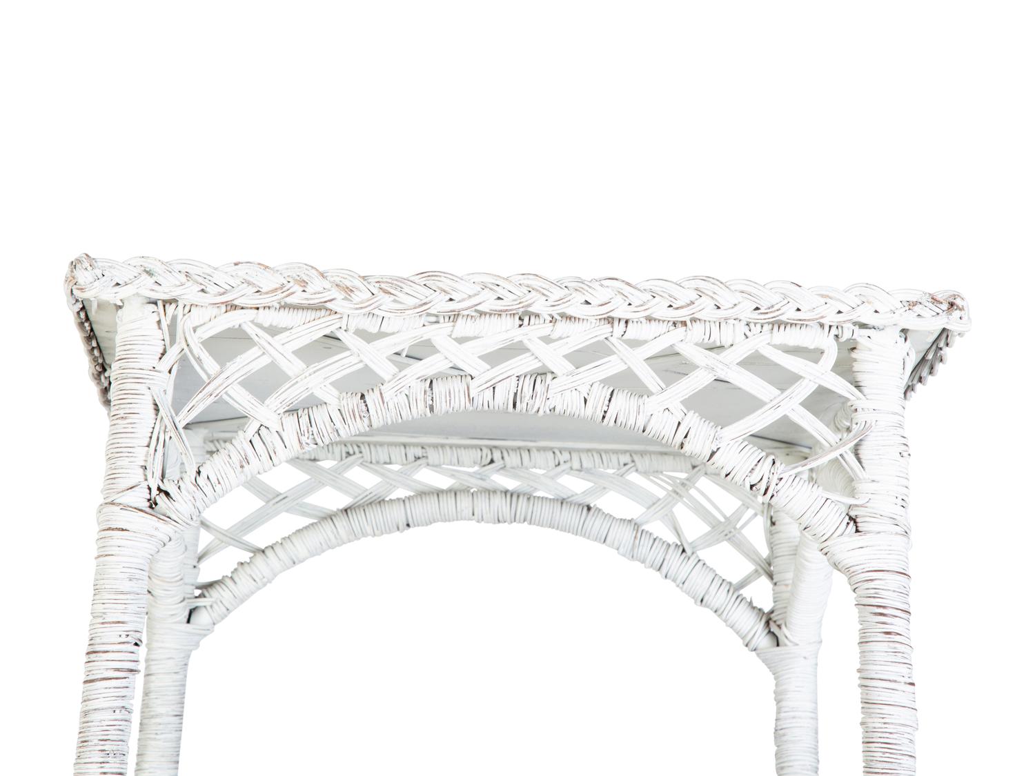 A Pair of White Painted Wicker Etageres — EARLY 20TH CENTURY