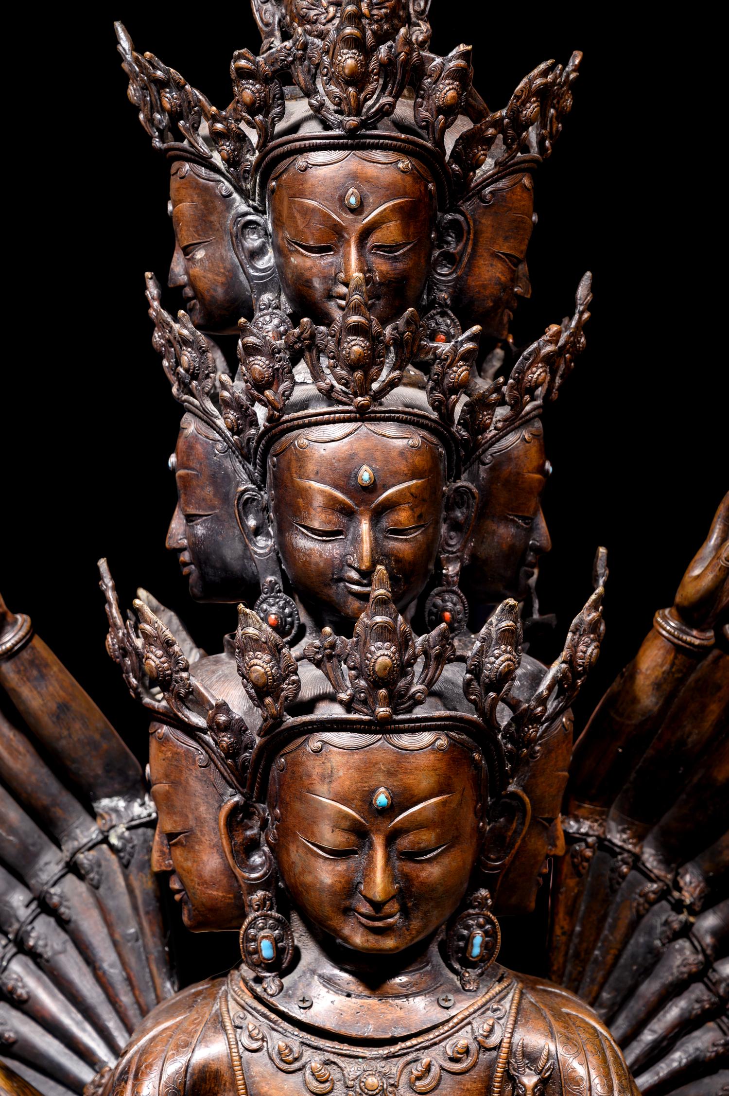 A Large Sino-Tibetan Bronze Figure of Multi-Hand Avalokitesvara