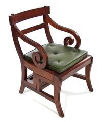 A Regency Style Mahogany Metamorphic Library Open Armchair, Height 34 1/2 inches.