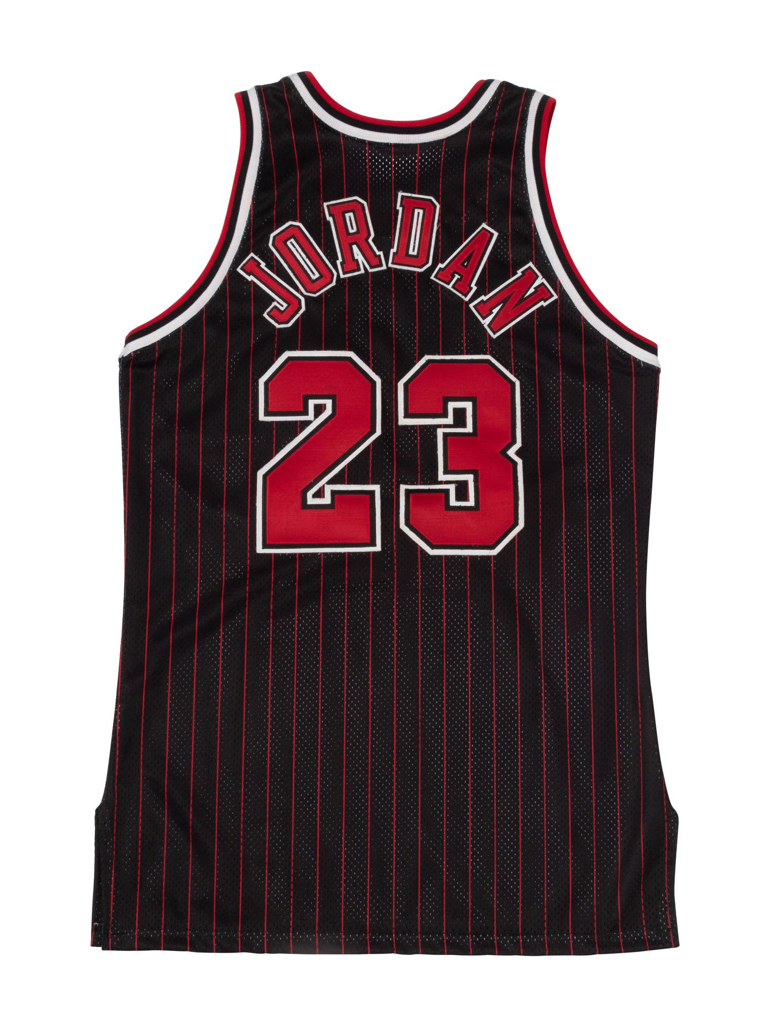 A 1995-96 Michael Jordan Chicago Bulls Game Pro Cut Alternate Black Jersey