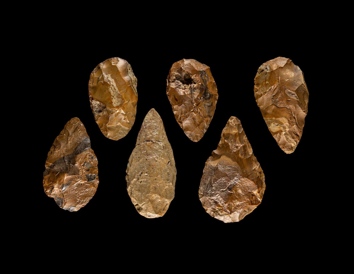 Six Paleolithic Quartzite Hand Axes