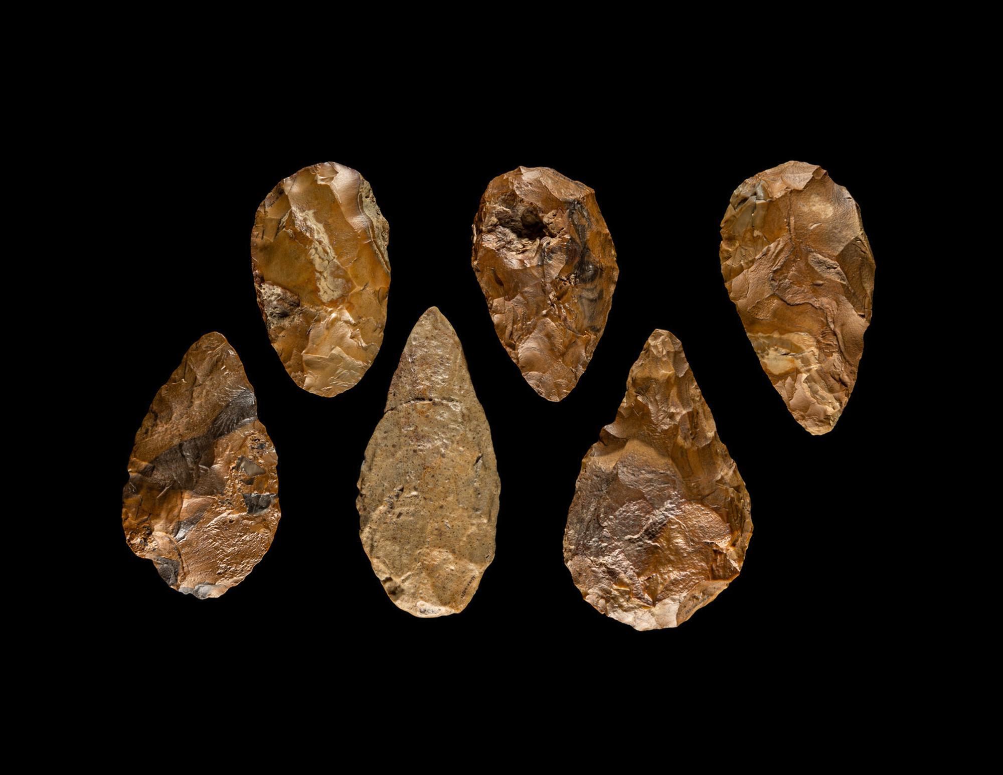 Six Paleolithic Quartzite Hand Axes