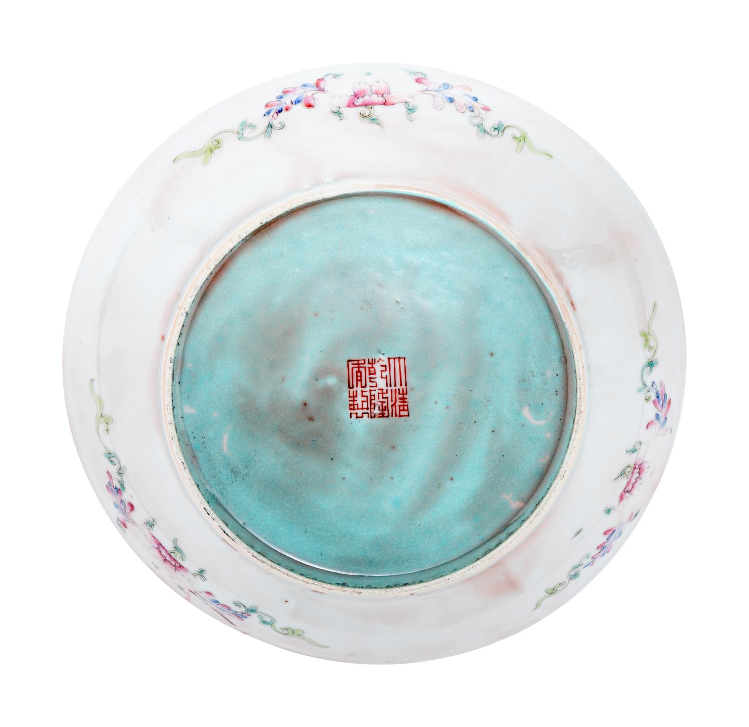 A Pair of Chinese Famille Rose 'Millefleur' Porcelain Plates