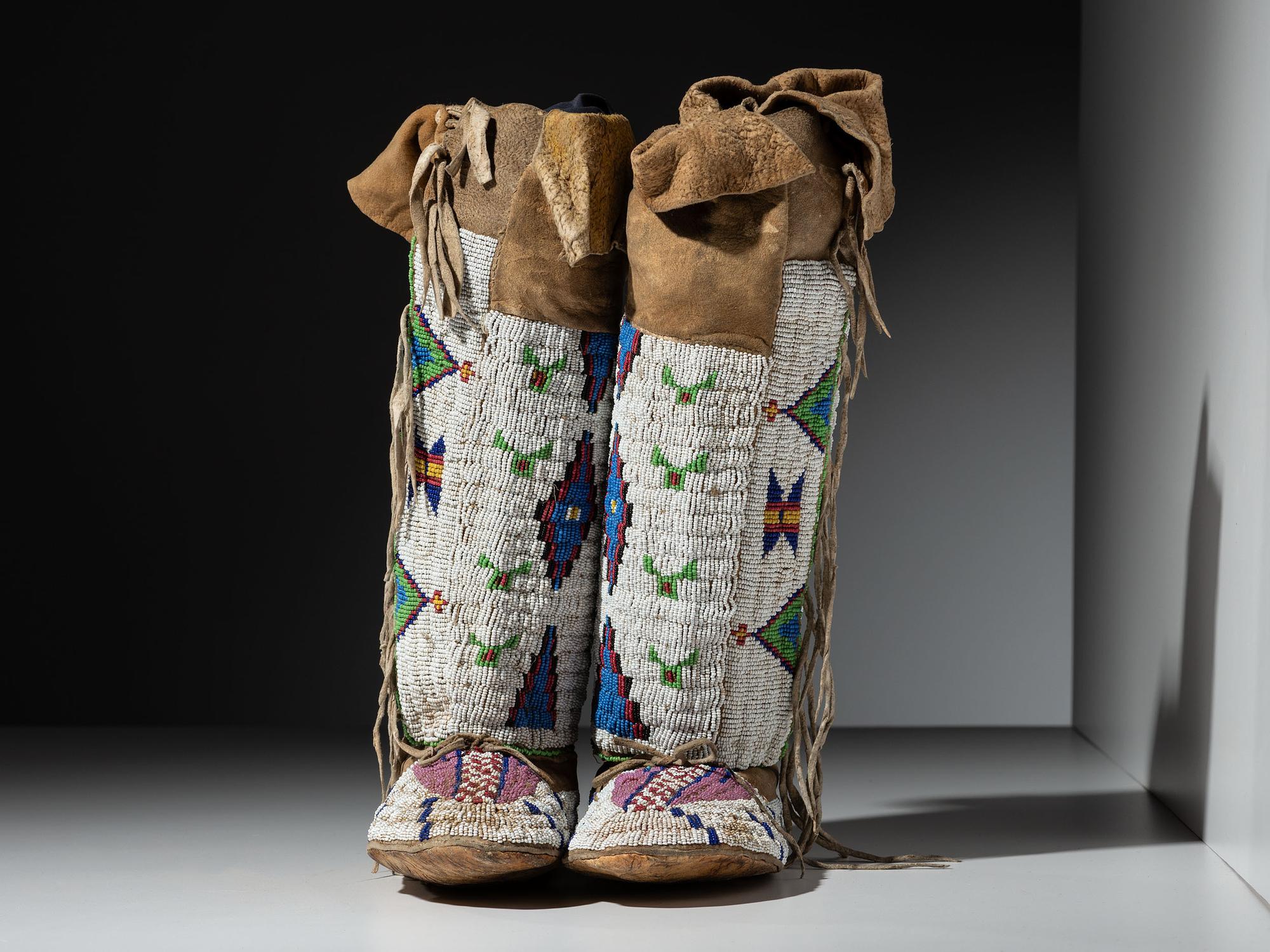 Sioux Beaded Hide Leggings and Moccasins