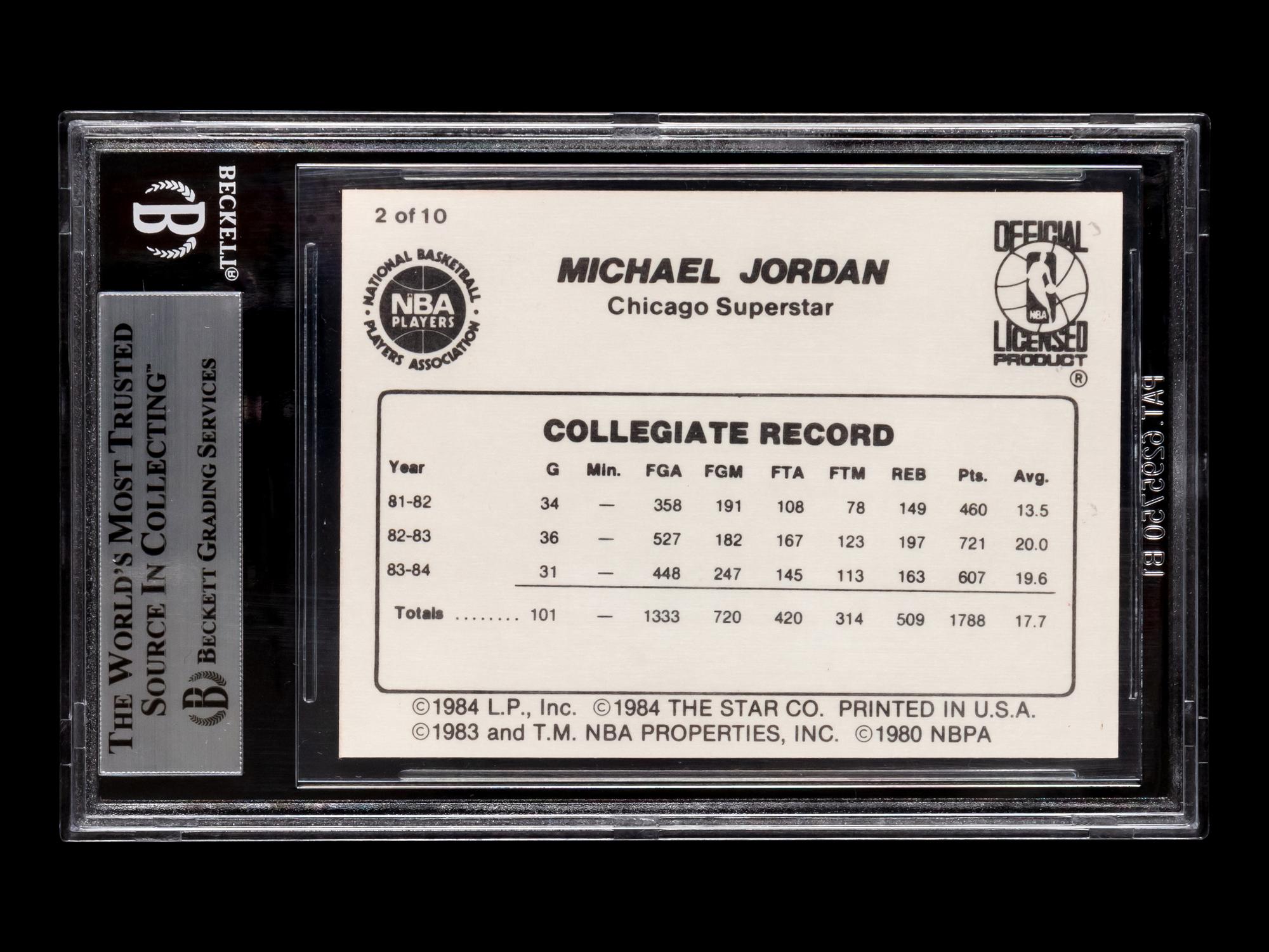 A 1986 Star Michael Jordan Set Collegiate Stats Card No. 2 (BGS 7.5 NEAR MINT+)