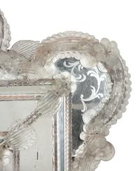 A Venetian Etched Glass Mirror with Cartouche-Form Crest